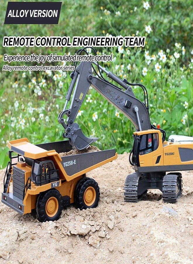 JOYJAY Remote Control Excavator Toy for 6-12 yr Boys, Best Birthday Gifts for Kids 4-7 8 9 10 11 Year Old, RC Construction Toys with Metal Shovel, Lights, Sounds 2.4Ghz- Multicolour - Image 2